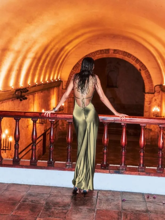 The Reformation Jeany Silk Dress Olive Oil 8211 ClothingWeddings