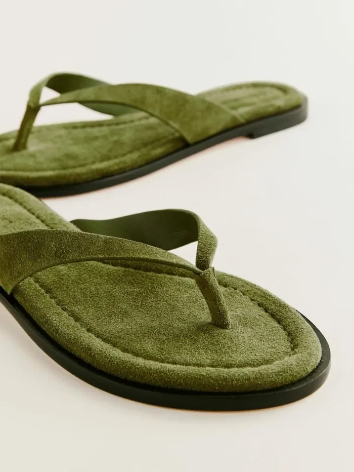 The Reformation Jessie Thong Sandal Avocado Suede 8211 Shoes