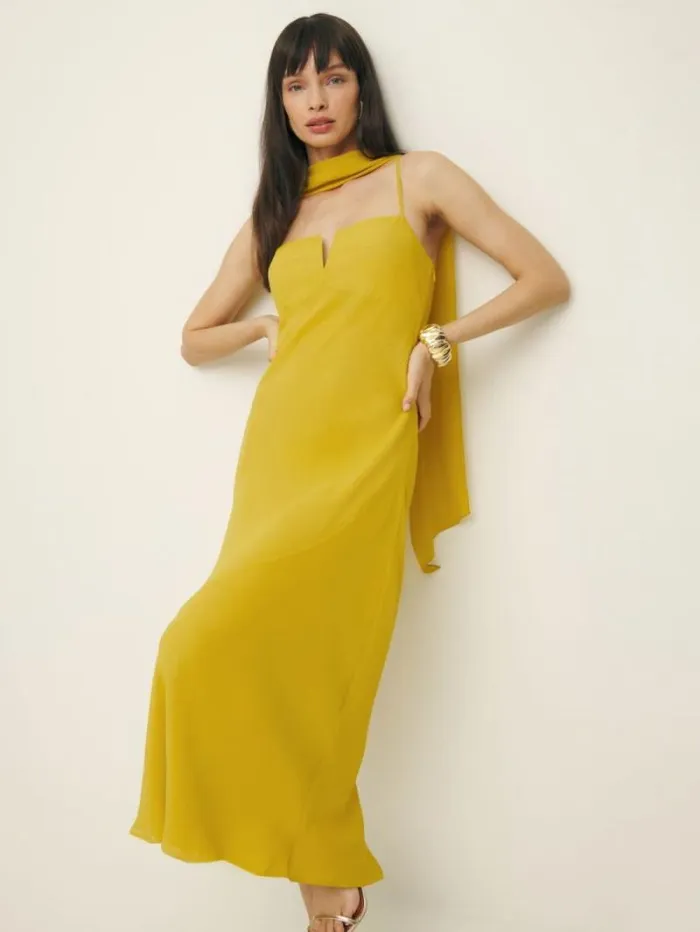The Reformation Jimmie Dress Turmeric 8211 ClothingWeddings