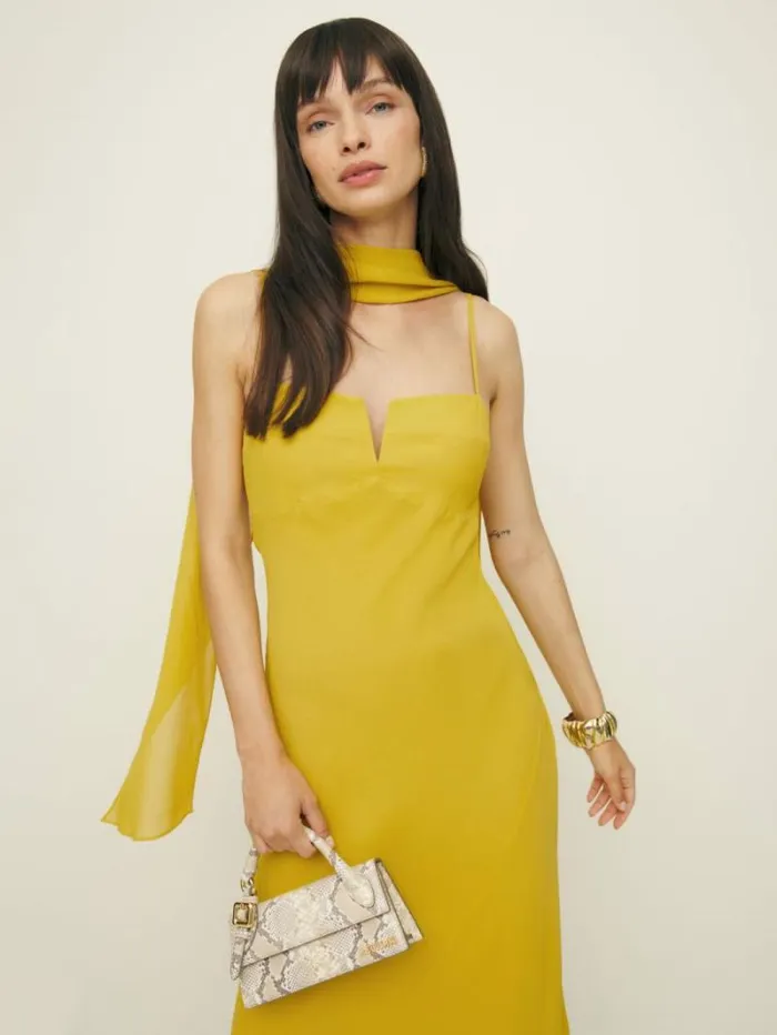 The Reformation Jimmie Dress Turmeric 8211 ClothingWeddings