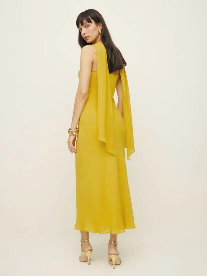 The Reformation Jimmie Dress Turmeric 8211 ClothingWeddings