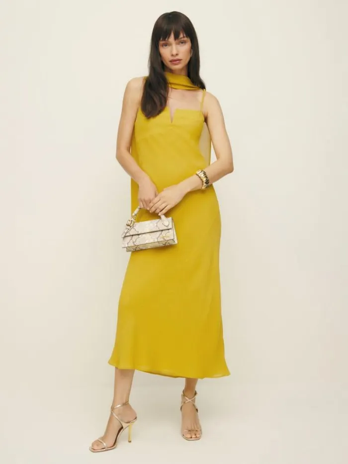 The Reformation Jimmie Dress Turmeric 8211 ClothingWeddings