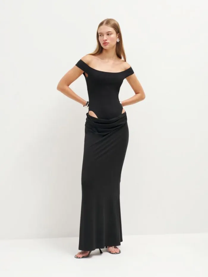 The Reformation Jonesy Knit Dress Black 8211 Clothing