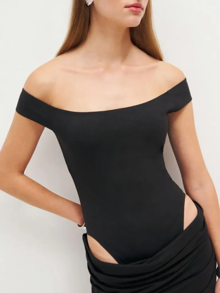 The Reformation Jonesy Knit Dress Black 8211 Clothing