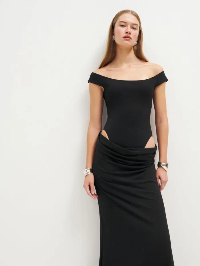 The Reformation Jonesy Knit Dress Black 8211 Clothing