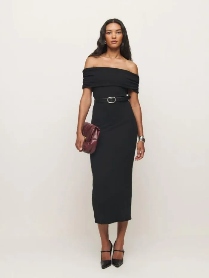 The Reformation Josefina Knit Dress Black 8211 Clothing