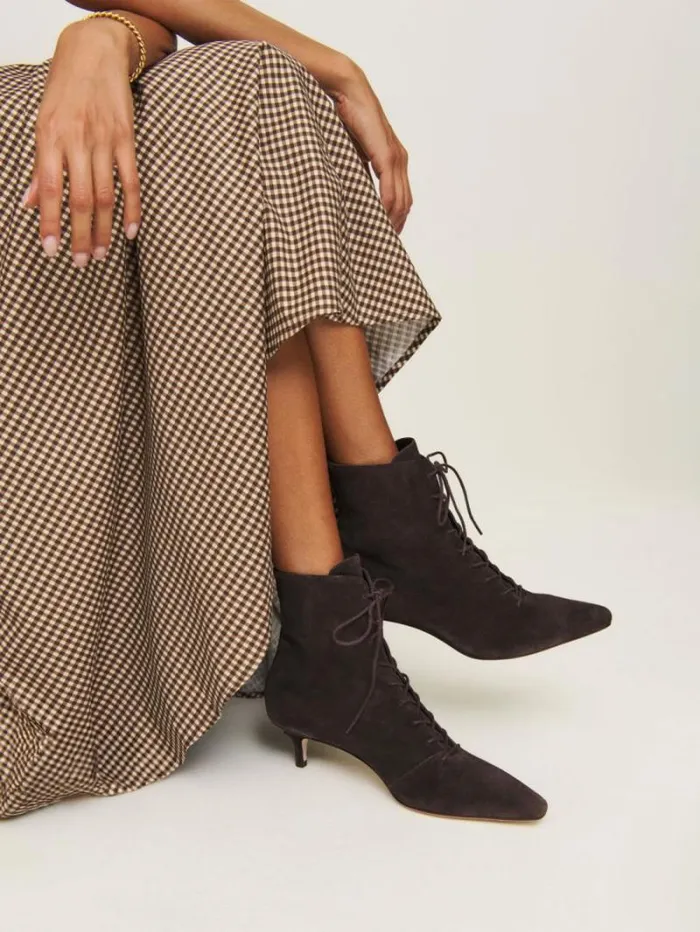 The Reformation Kittie Lace Up Boot Boss Suede 8211 Shoes