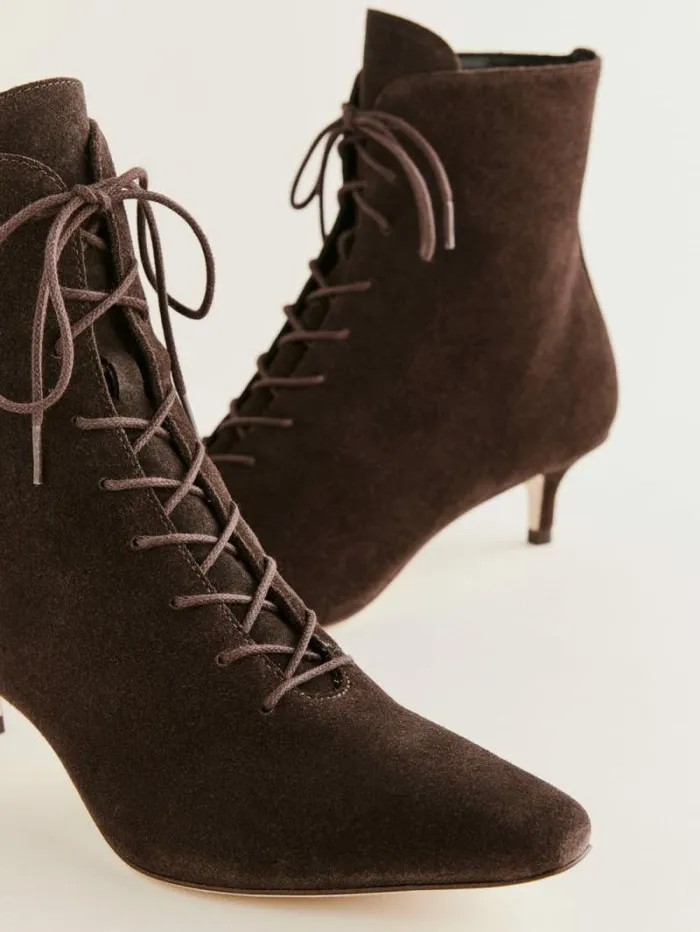 The Reformation Kittie Lace Up Boot Boss Suede 8211 Shoes