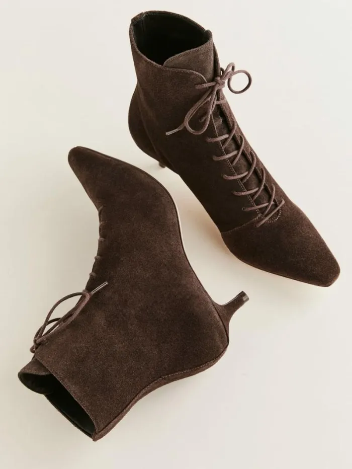 The Reformation Kittie Lace Up Boot Boss Suede 8211 Shoes