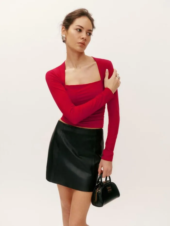 The Reformation Laurel Knit Top Lipstick 8211 Clothing