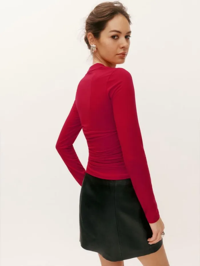 The Reformation Laurel Knit Top Lipstick 8211 Clothing