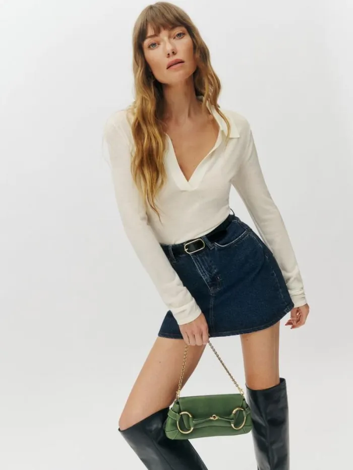 The Reformation Lydia High Rise Denim Mini Skirt Huron 8211 Clothing