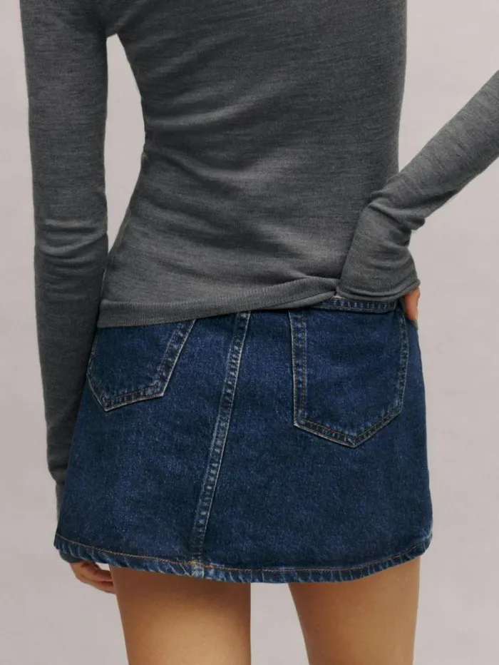 The Reformation Lydia High Rise Denim Mini Skirt Huron 8211 Clothing
