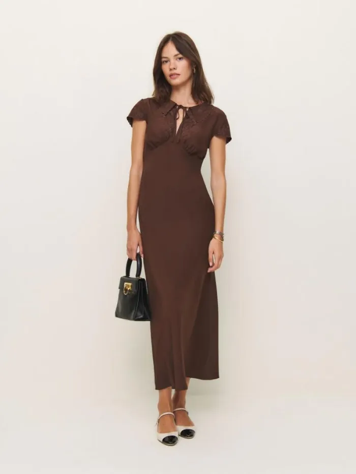 The Reformation Lydia Silk Dress Cafe 8211 Clothing