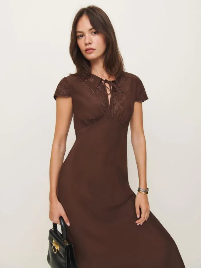 The Reformation Lydia Silk Dress Cafe 8211 Clothing