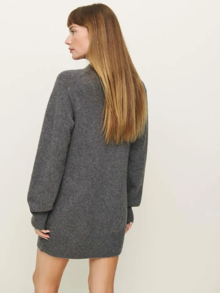 The Reformation Maeve Cashmere Polo Dress Thunder 8211 Clothing