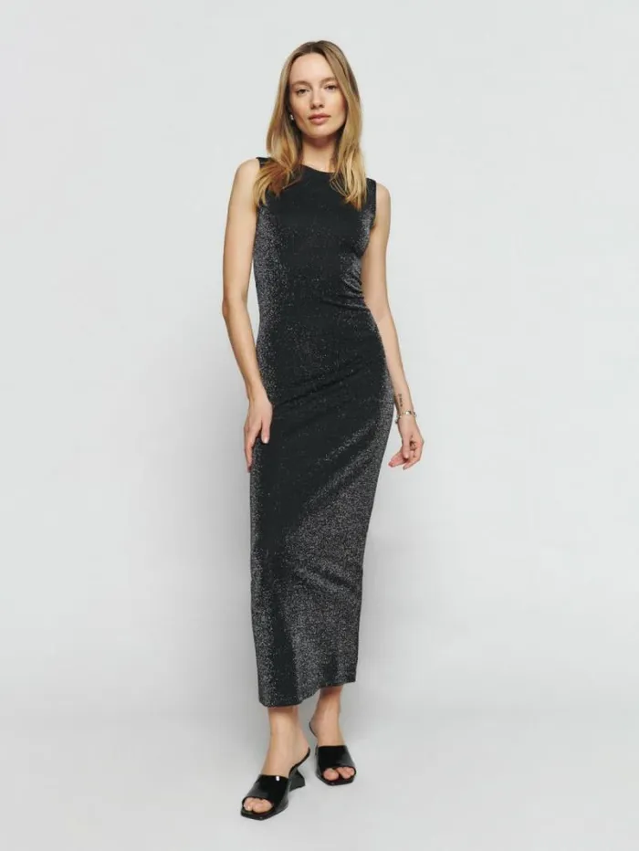 The Reformation Maevry Knit Dress Black Sparkle 8211 ClothingWeddings