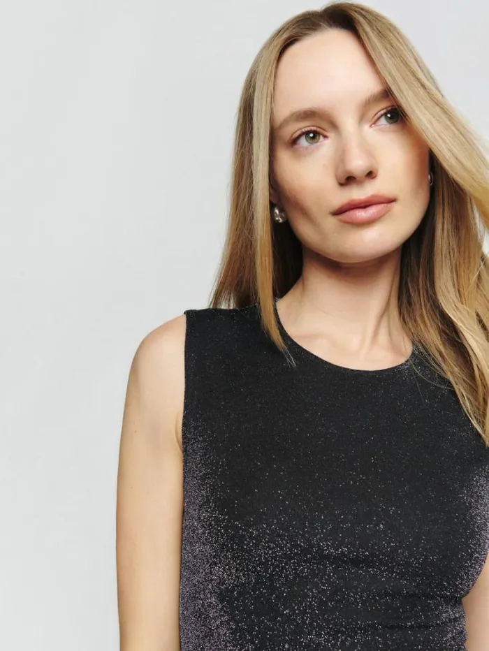 The Reformation Maevry Knit Dress Black Sparkle 8211 ClothingWeddings