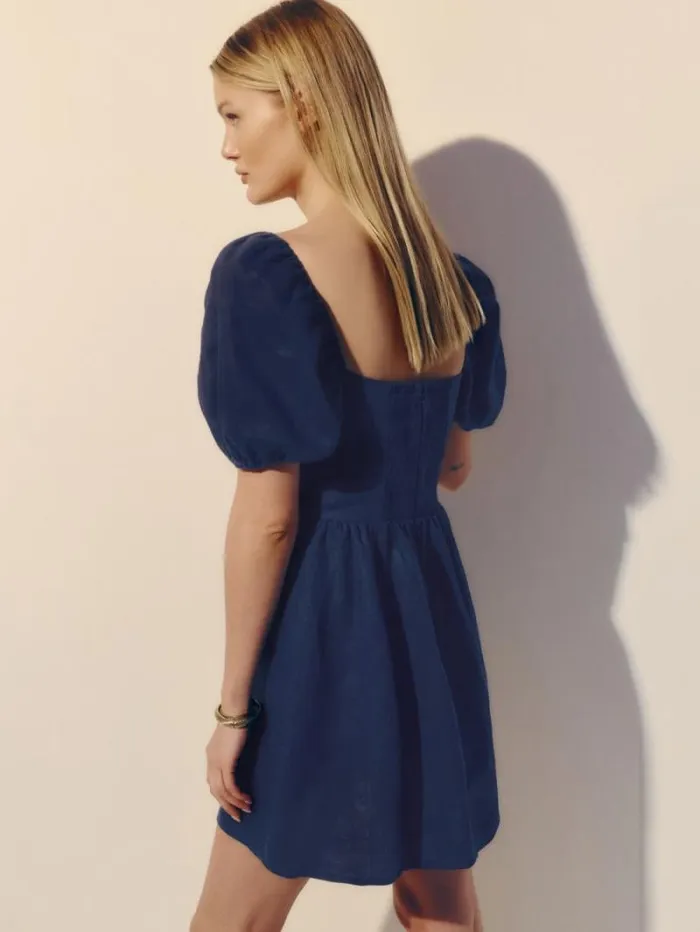 The Reformation Malvina Linen Dress Danube 8211 Clothing