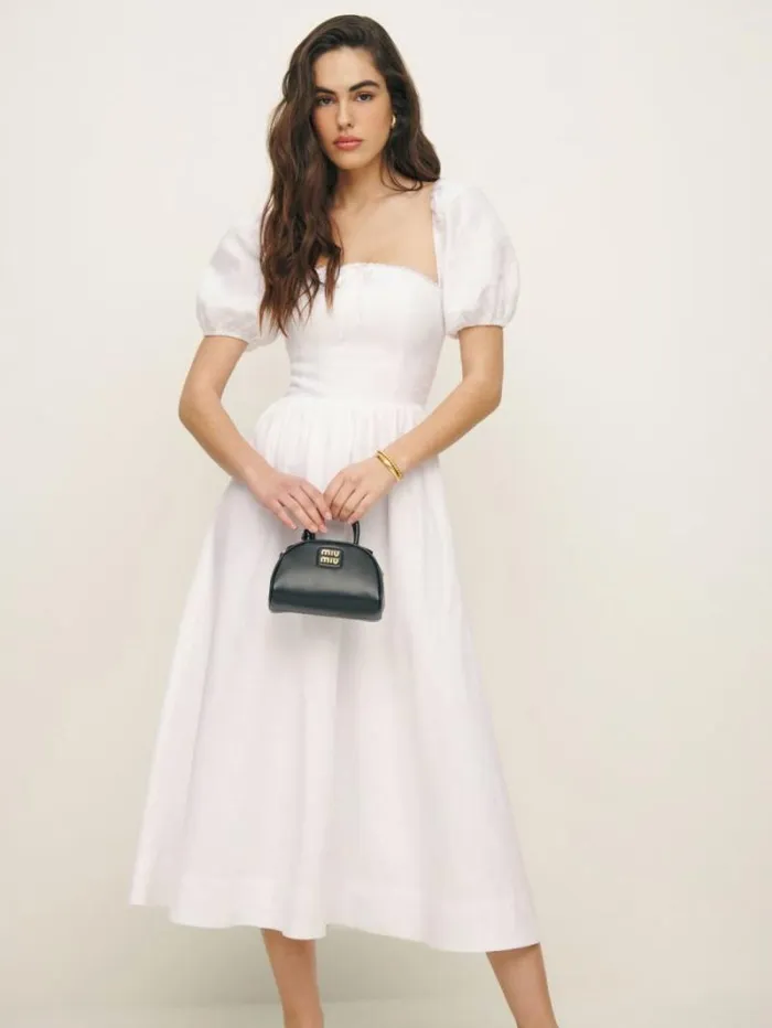 The Reformation Marella Linen Dress White 8211 Clothing