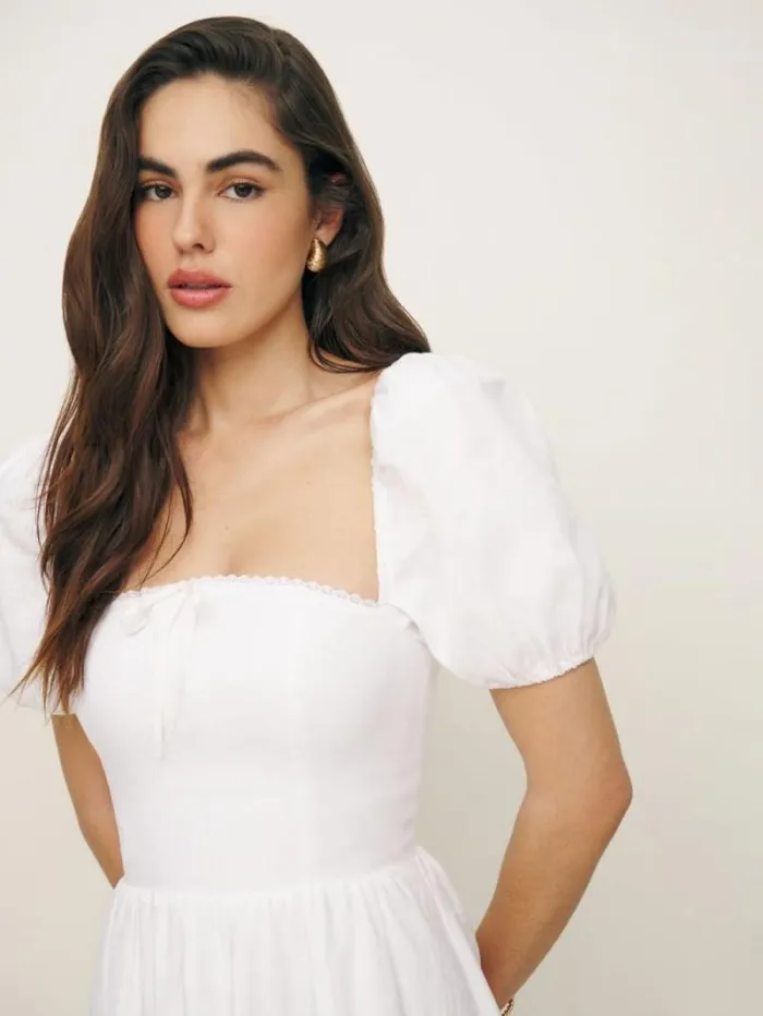 The Reformation Marella Linen Dress White 8211 Clothing