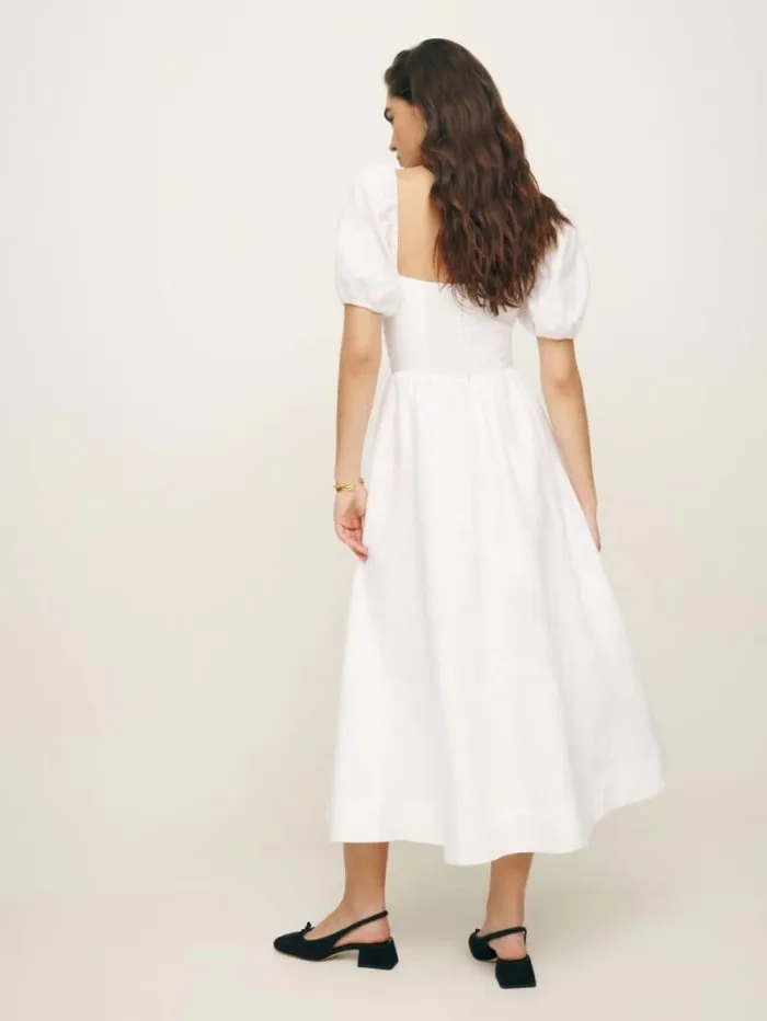 The Reformation Marella Linen Dress White 8211 Clothing
