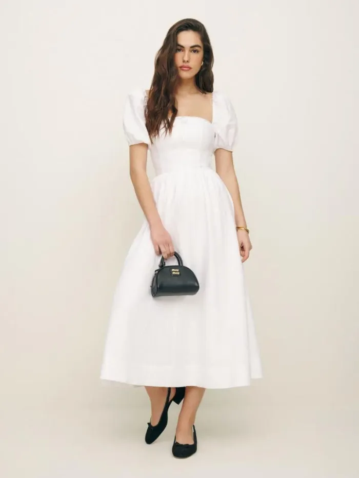The Reformation Marella Linen Dress White 8211 Clothing