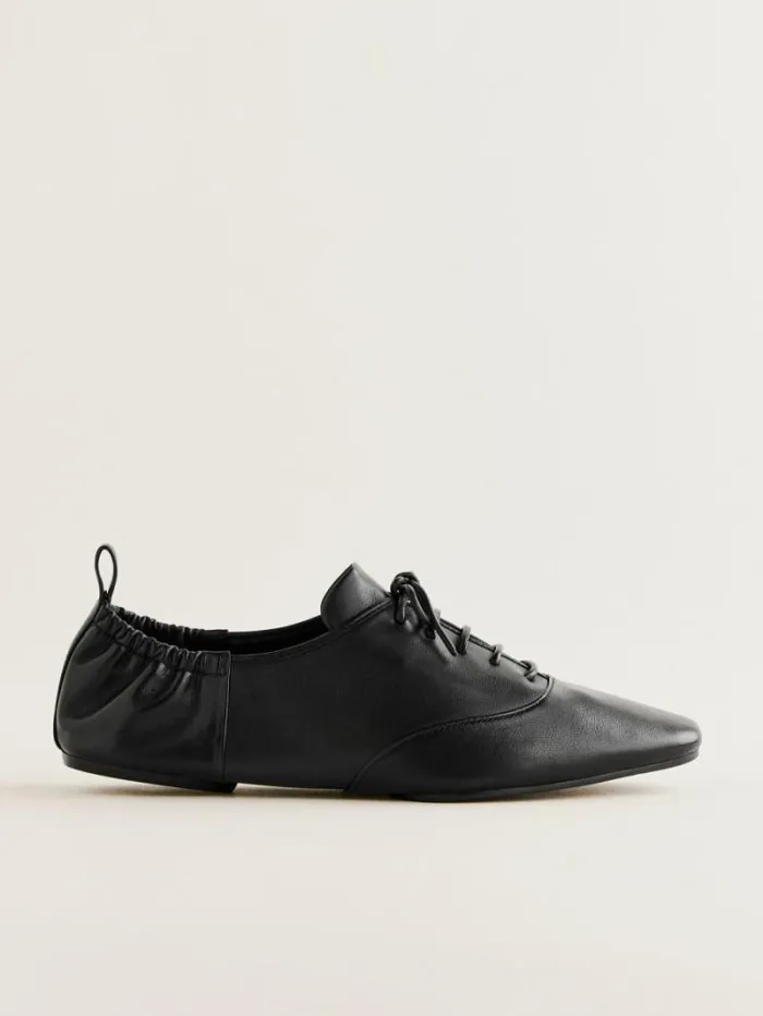The Reformation Marie Laceup Oxford Black Leather 8211 Shoes