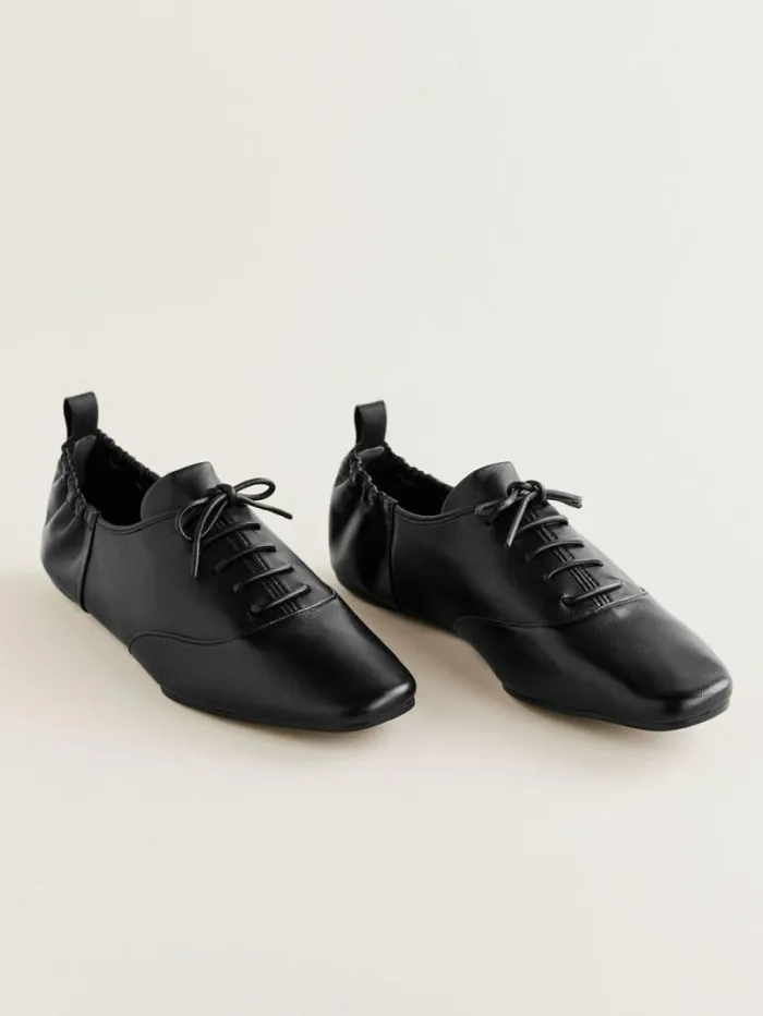 The Reformation Marie Laceup Oxford Black Leather 8211 Shoes