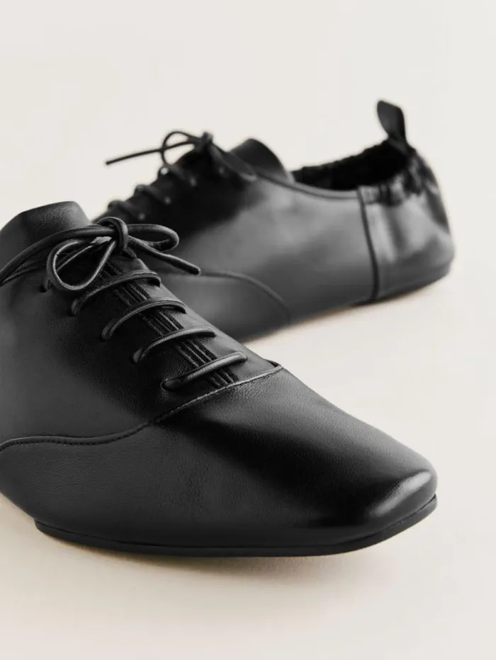 The Reformation Marie Laceup Oxford Black Leather 8211 Shoes