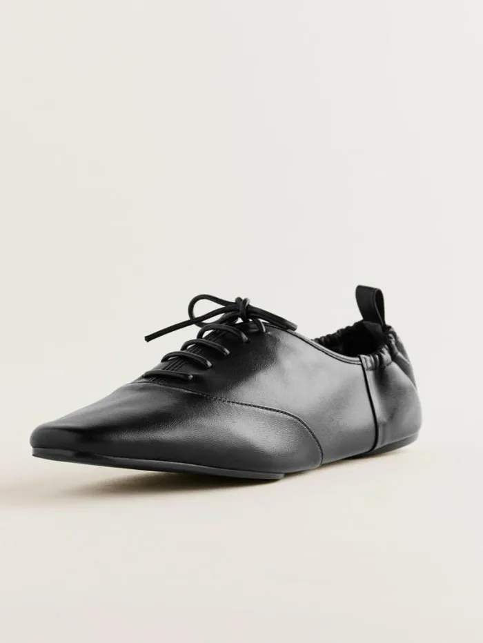 The Reformation Marie Laceup Oxford Black Leather 8211 Shoes
