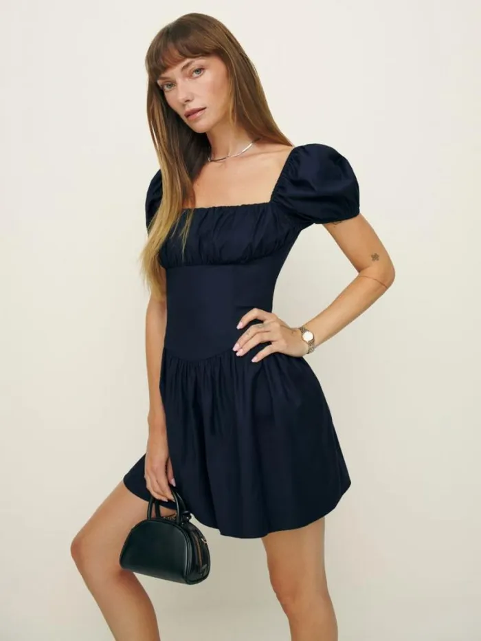 The Reformation Marielle Dress Navy 8211 Clothing