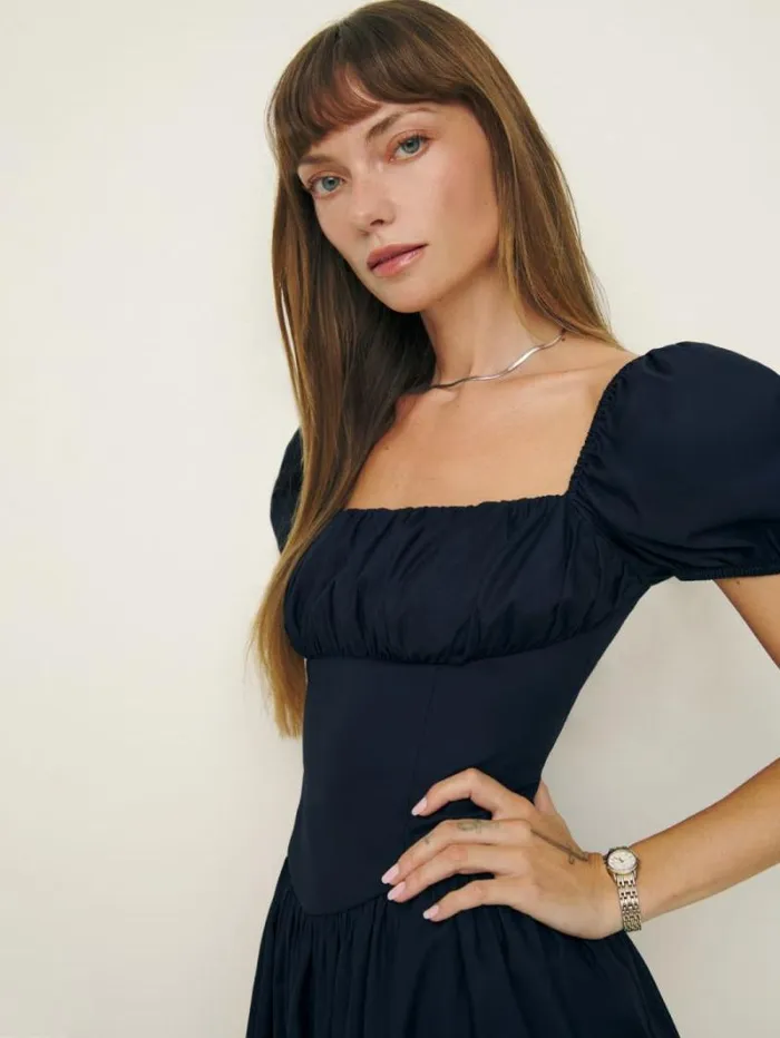 The Reformation Marielle Dress Navy 8211 Clothing