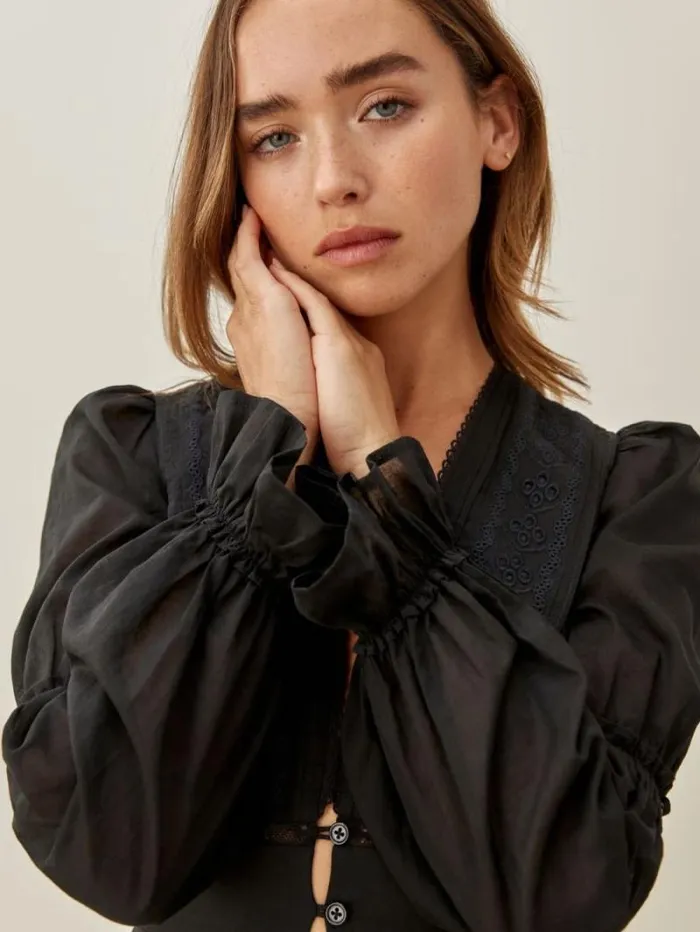 The Reformation Meadowlark Top Black 8211 Clothing