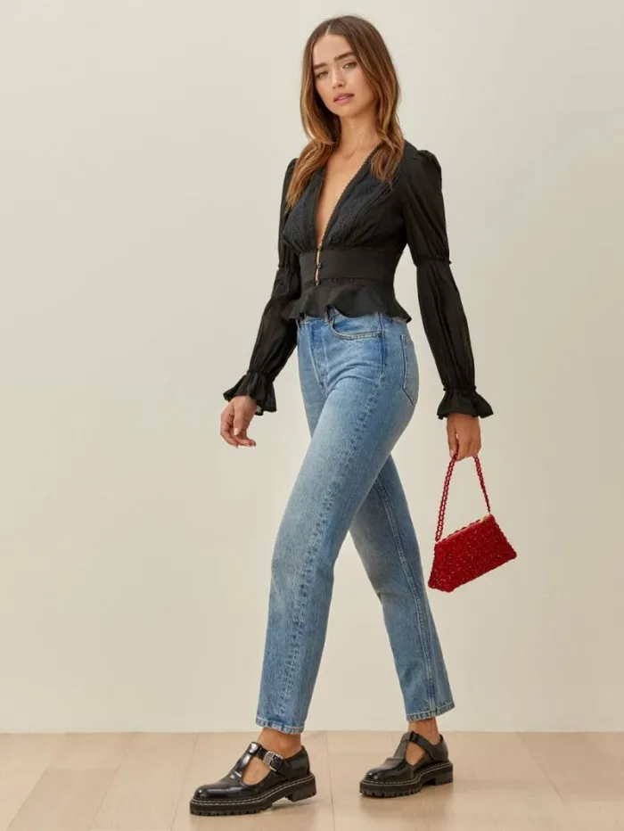 The Reformation Meadowlark Top Black 8211 Clothing