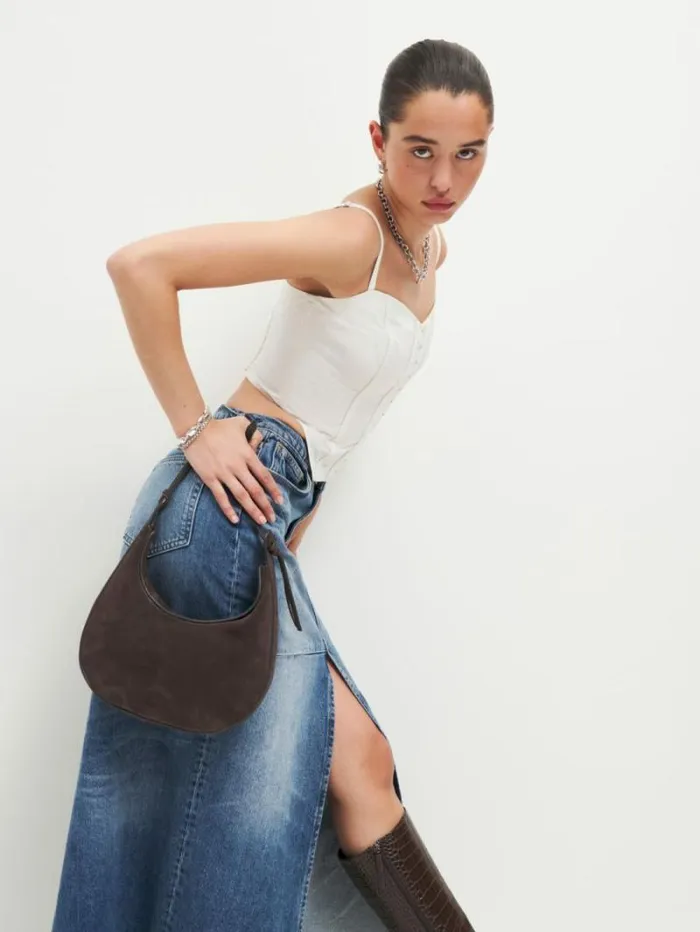The Reformation Medium Rosetta Shoulder Bag Boss Suede 8211 Bags