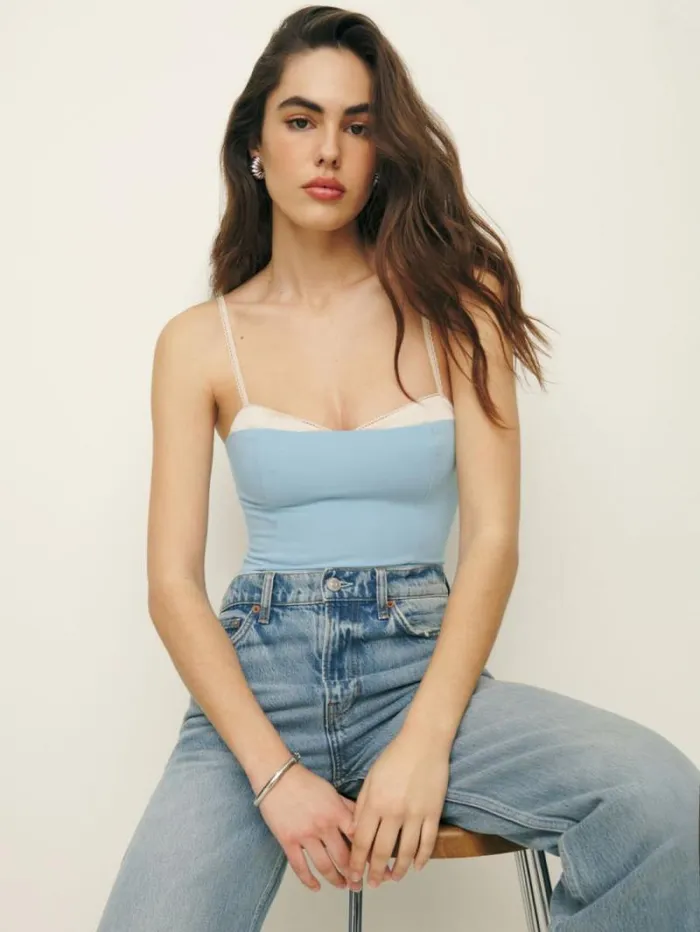 The Reformation Melanie Top Light Blue 8211 Clothing