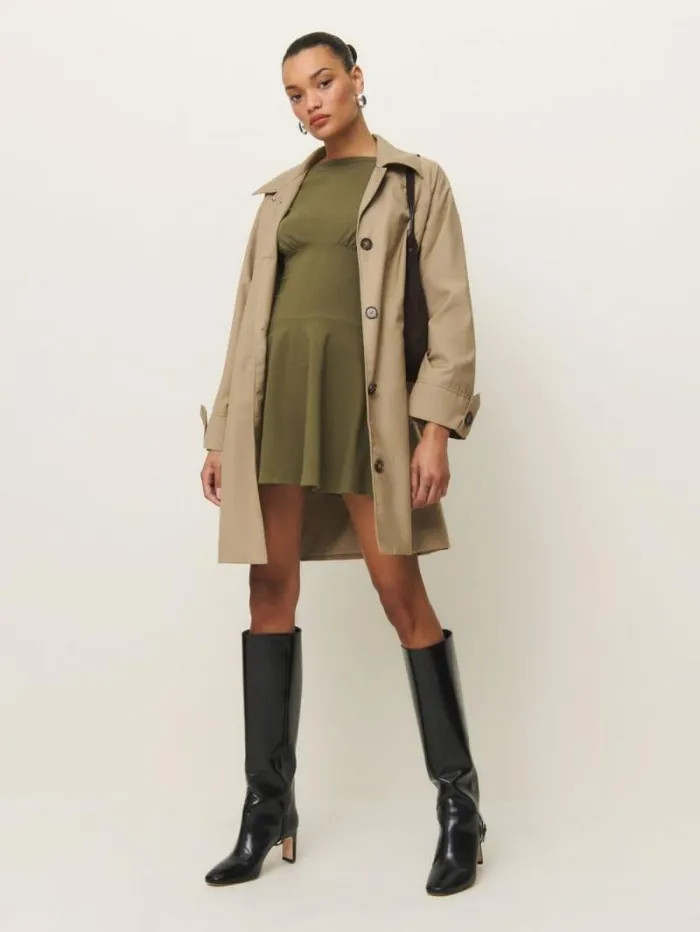 The Reformation Melissa Knit Dress Dark Olive 8211 Clothing