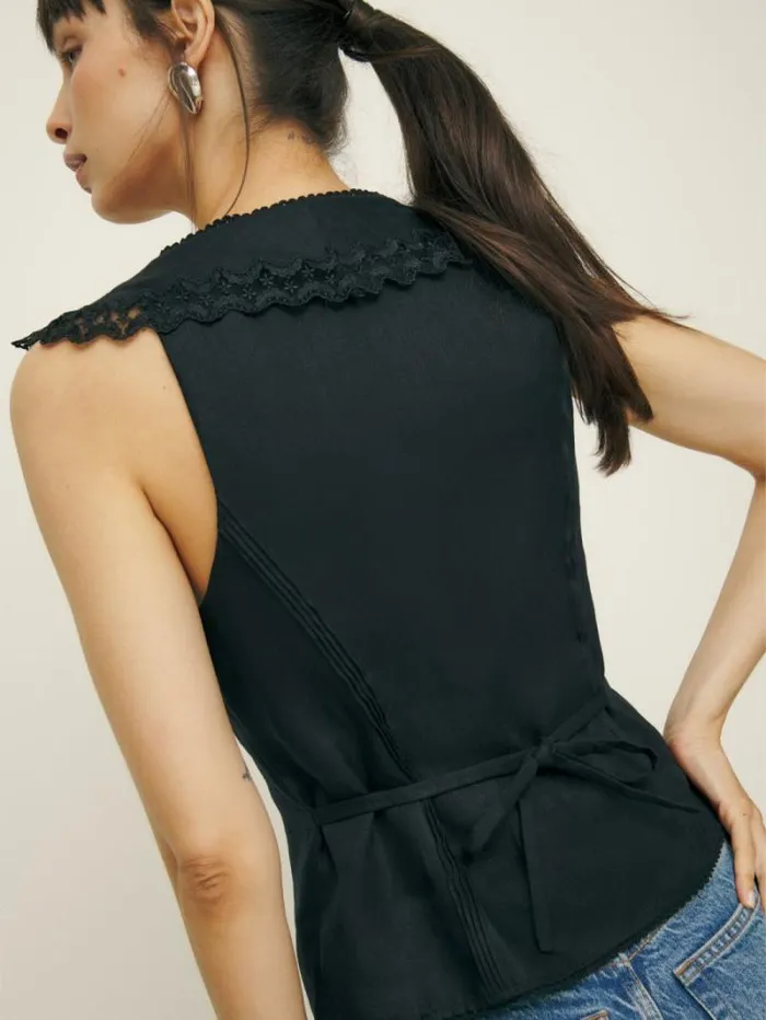 The Reformation Melodie Linen Top Black 8211 Clothing