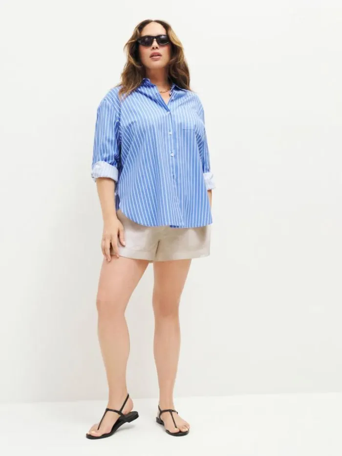 The Reformation Mila Linen Short Es Oatmeal 8211 Clothing
