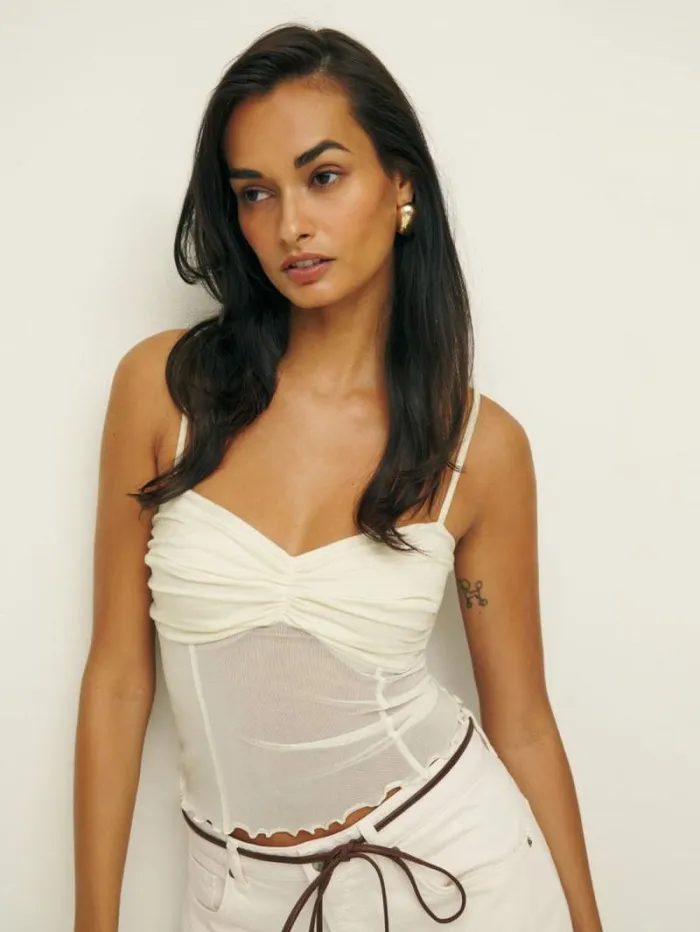 The Reformation Milly Knit Top Fior Di Latte 8211 Clothing