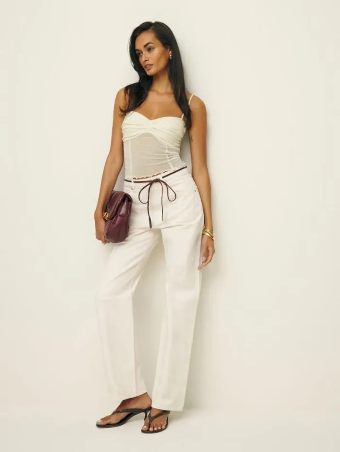 The Reformation Milly Knit Top Fior Di Latte 8211 Clothing