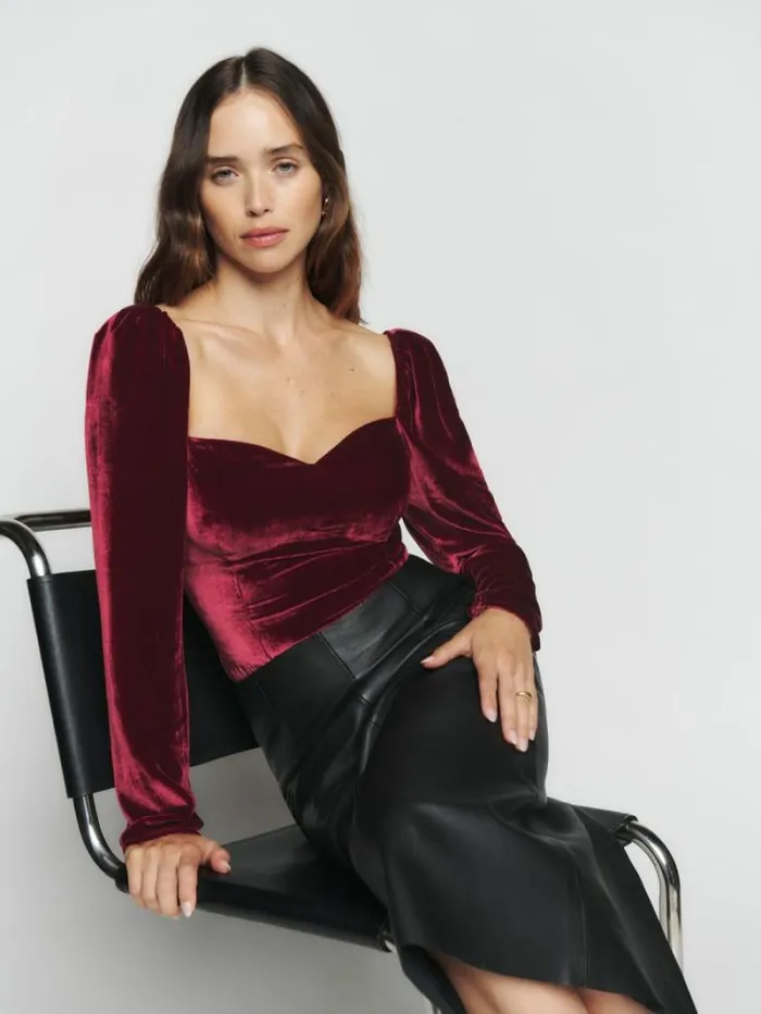 The Reformation Monroe Velvet Top Chianti 8211 Clothing