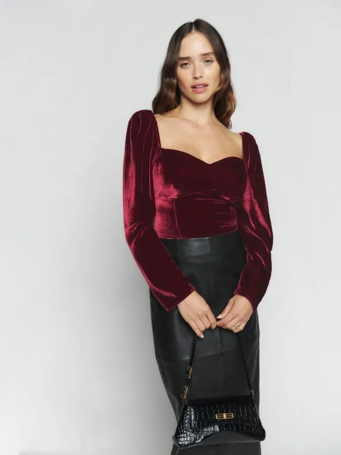 The Reformation Monroe Velvet Top Chianti 8211 Clothing