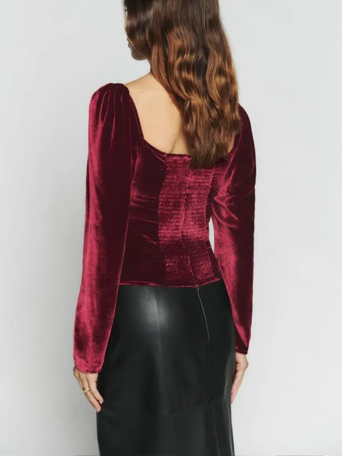 The Reformation Monroe Velvet Top Chianti 8211 Clothing