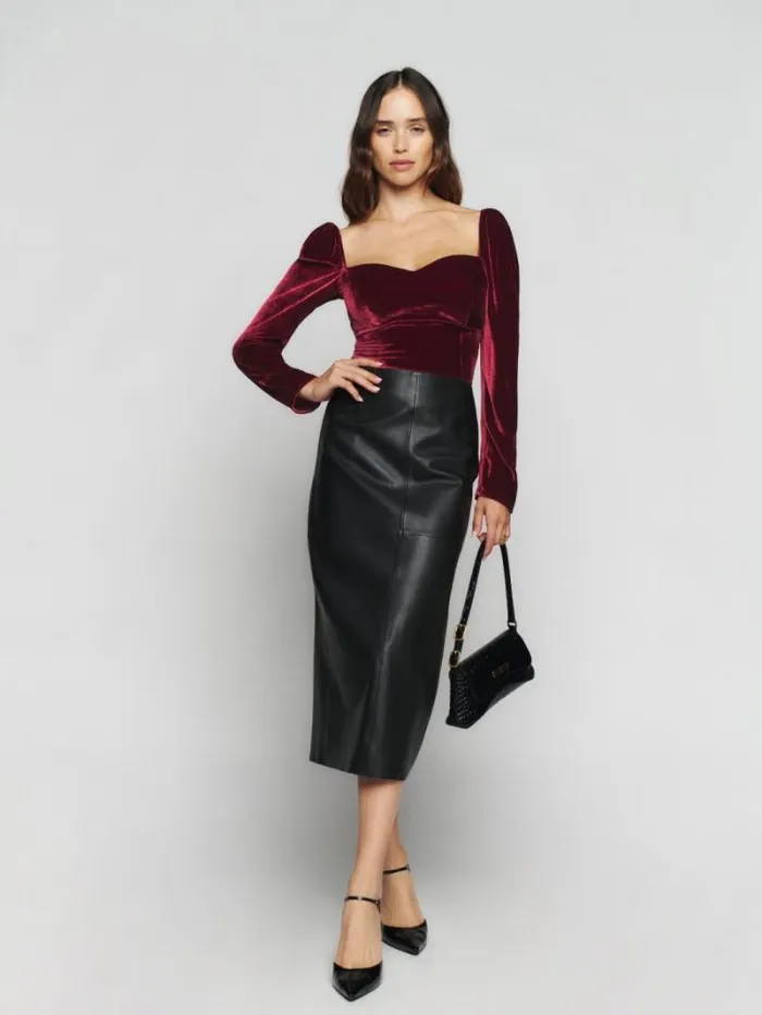 The Reformation Monroe Velvet Top Chianti 8211 Clothing