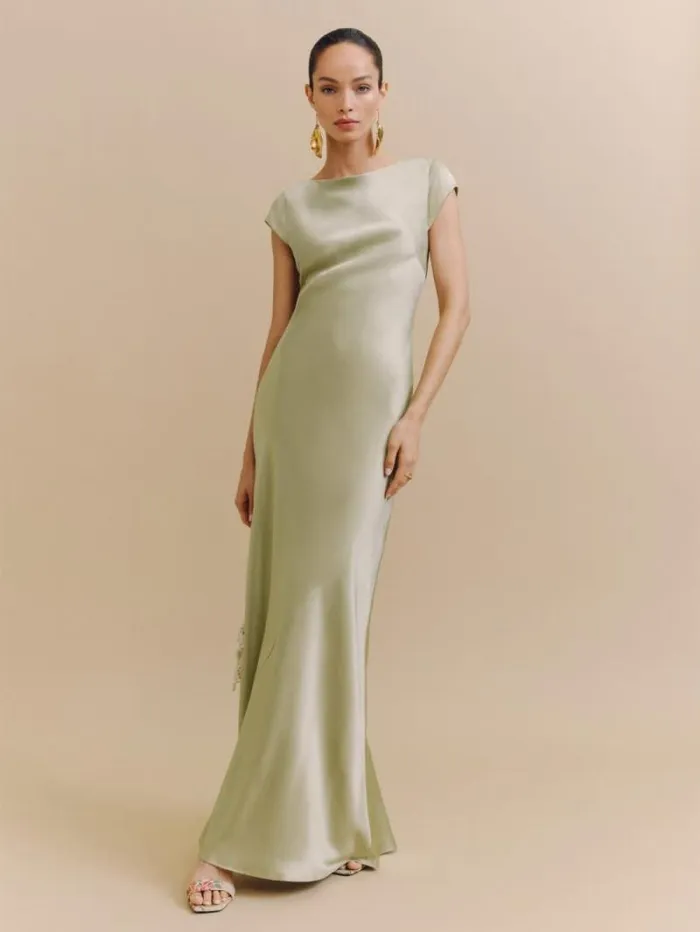 The Reformation Niamh Silk Dress Dried Herbs 8211 Weddings
