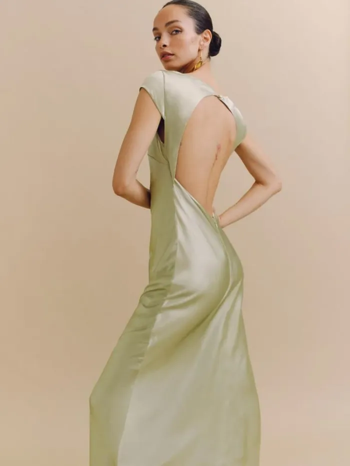 The Reformation Niamh Silk Dress Dried Herbs 8211 Weddings