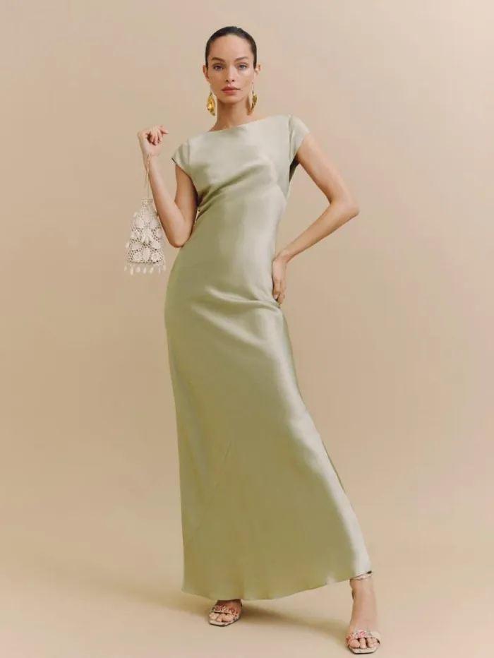 The Reformation Niamh Silk Dress Dried Herbs 8211 Weddings