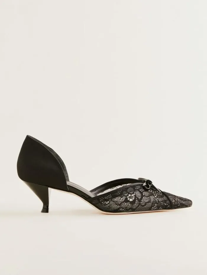 The Reformation Nunzia Kitten Pump Black Lace 8211 Shoes